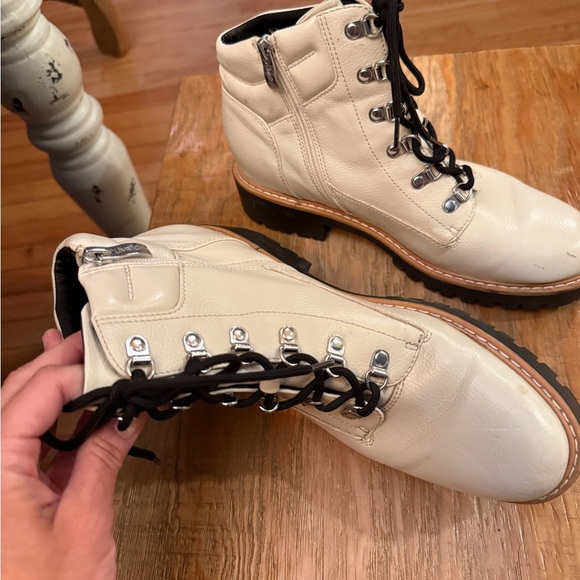 Limelight Cream Lace Up Boots Chunky Boots - Picture 3 of 5